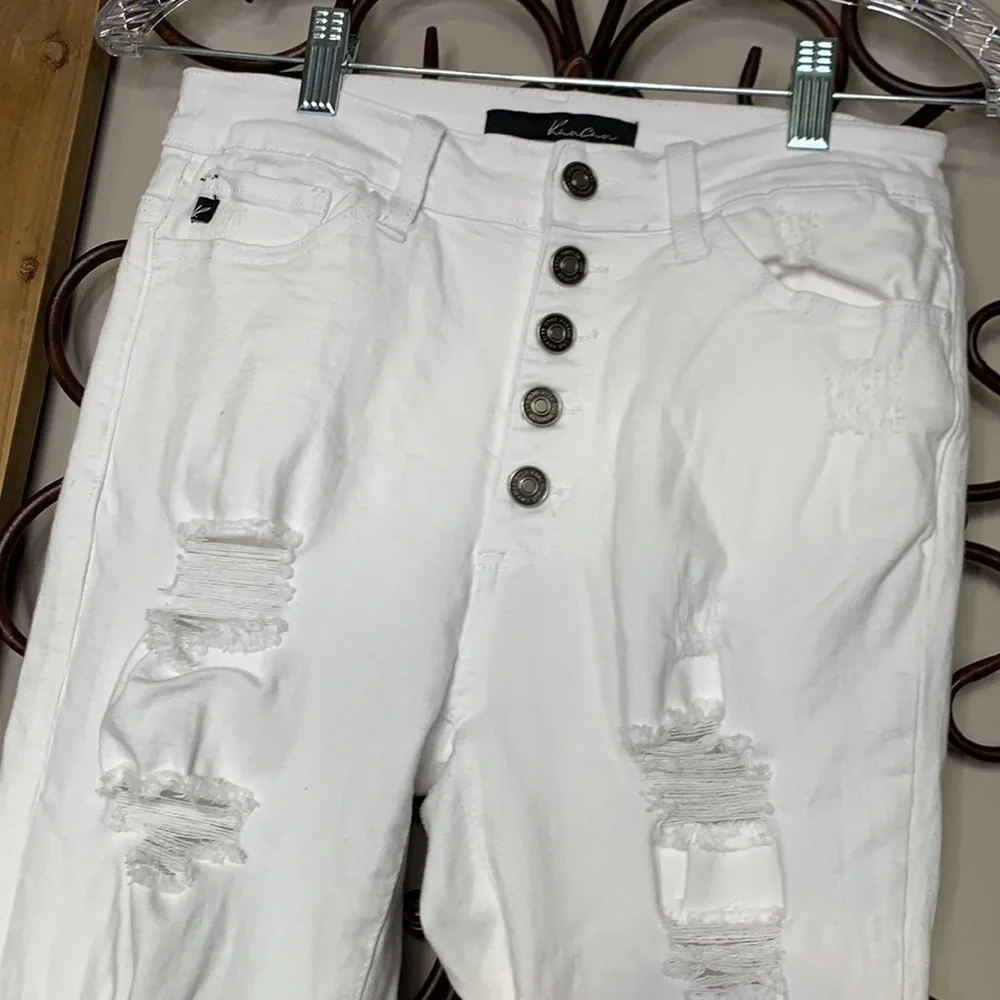 KanCan high rise button fly distressed jeans